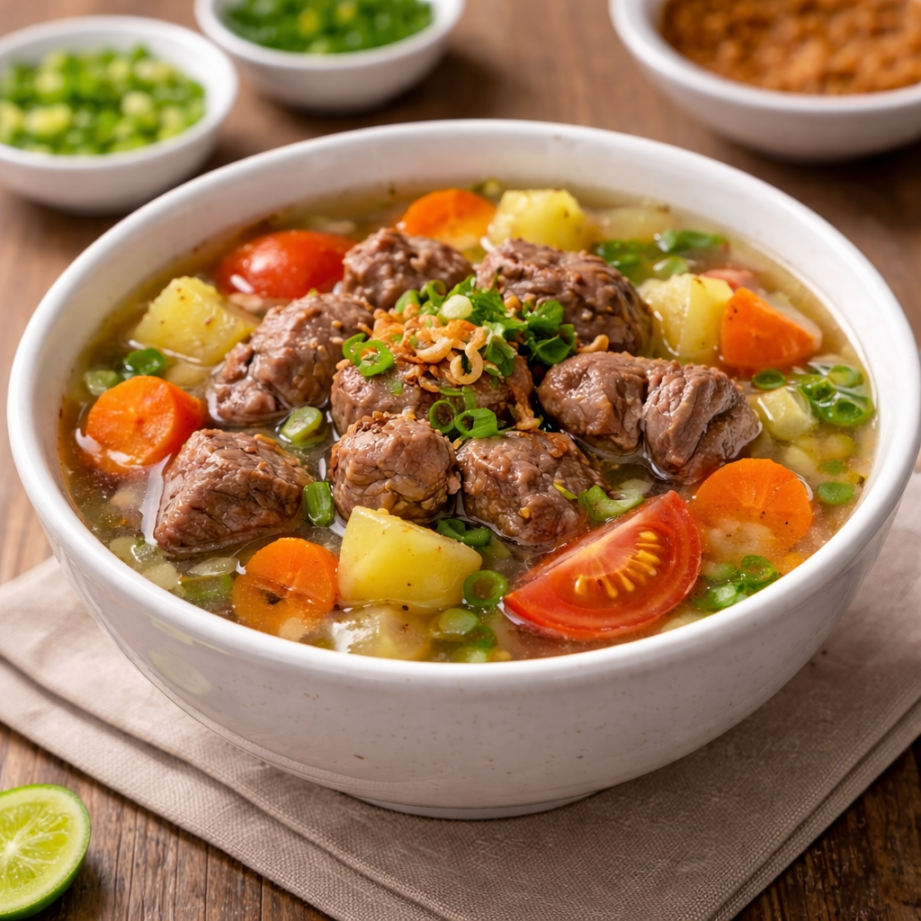Sop daging sapi hangat